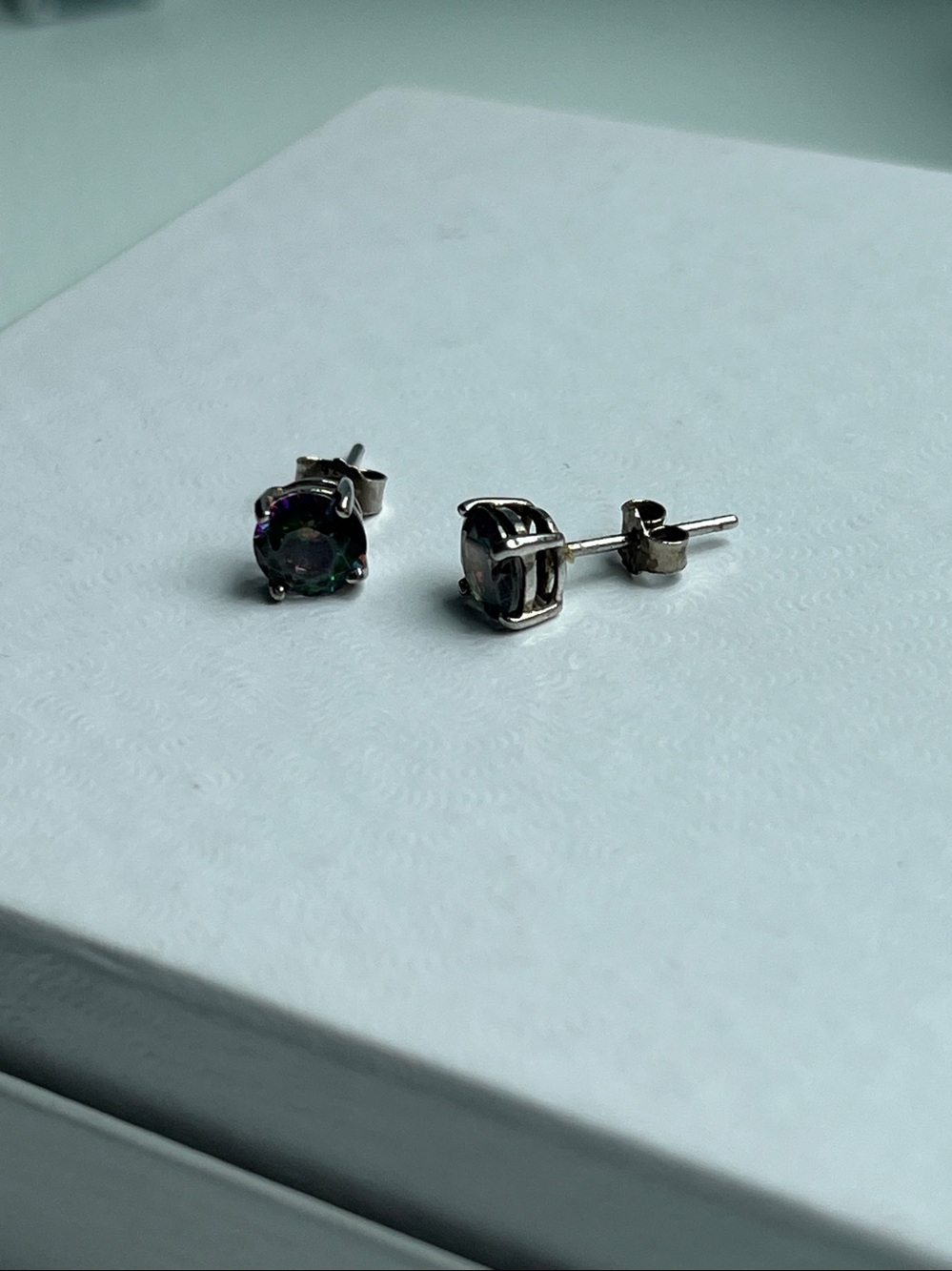 Sterling Silver Rainbow Topaz Stud Earrings - Picture 3 of 3